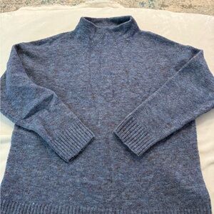 Well Worn Women's Mock Neck High Low Hem Cozy Soft Nep Yarn Sweater Blue E68